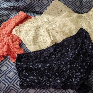 Lace Panty Bundle in Coral, Cream, and Navy